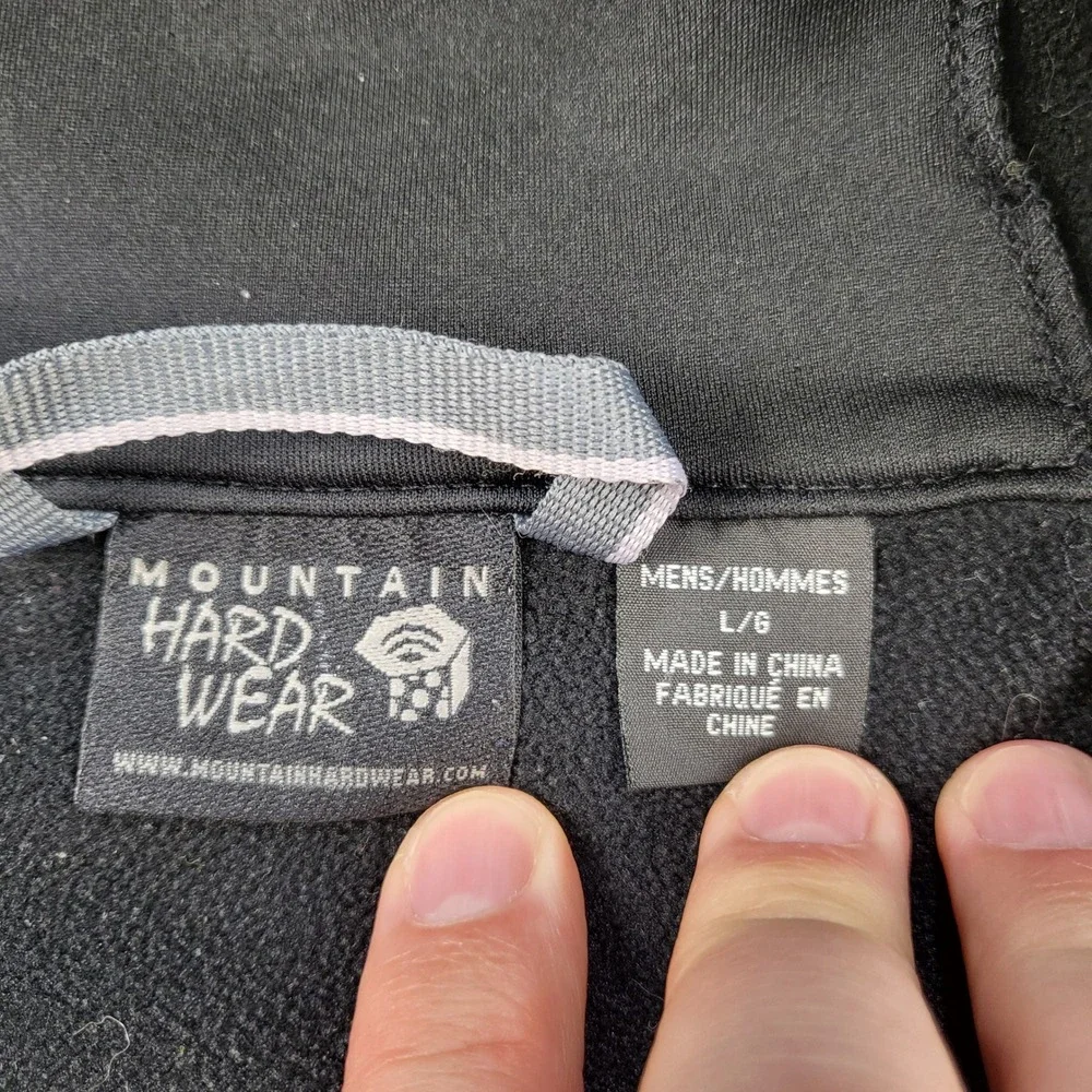 Mountain Hardwear OM6030 Mens Large Black Softshell Fleece Lined Jacket Full Zip